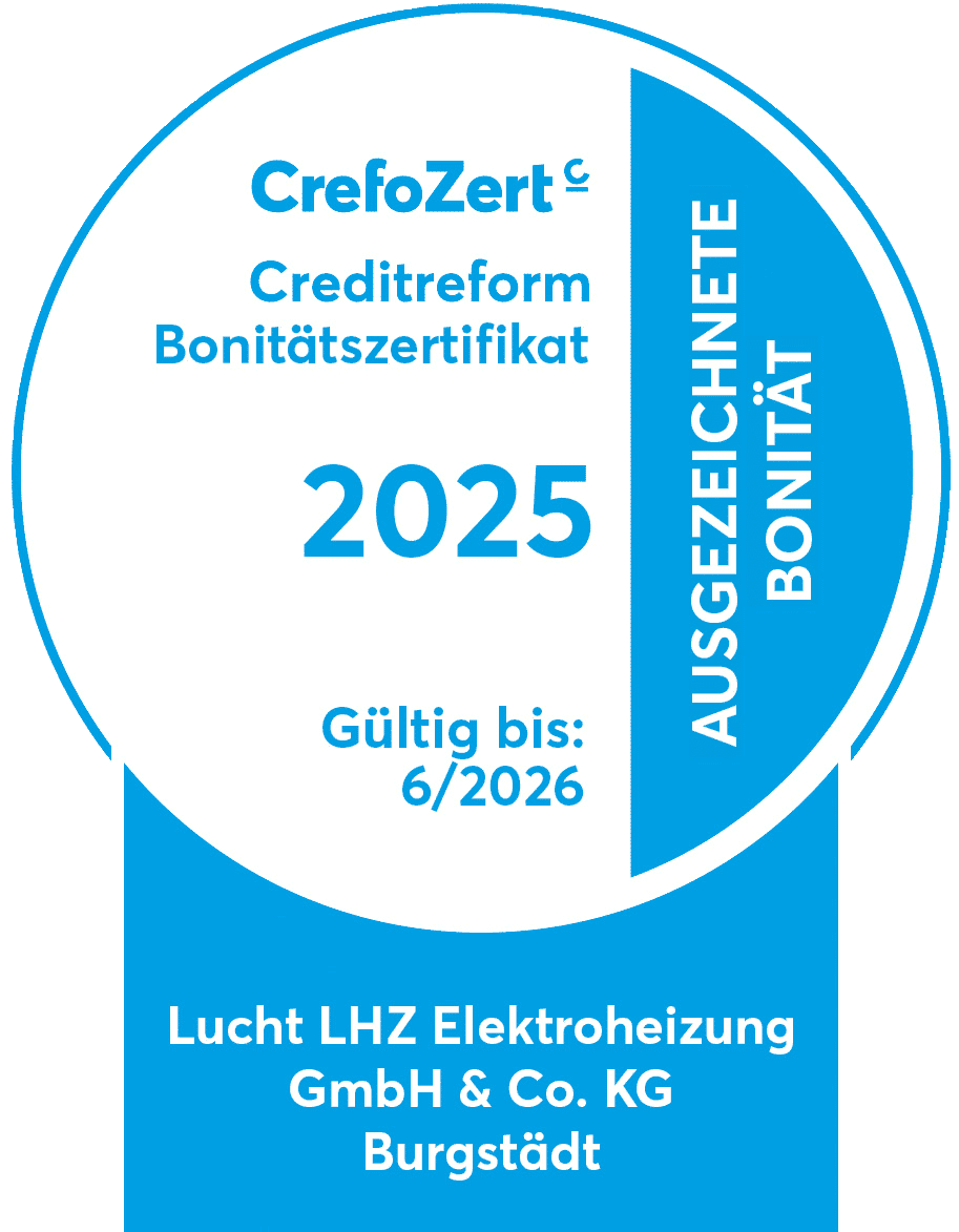 Crefozert 2025 für ausgezeichnete Bonität für Lucht LHZ: Hersteller Elektroheizung