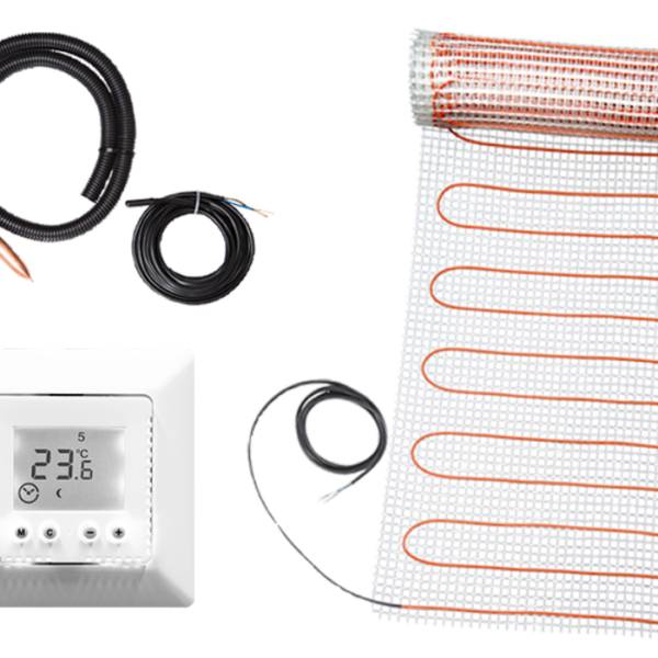 Underfloor heating with thermostat and sensor